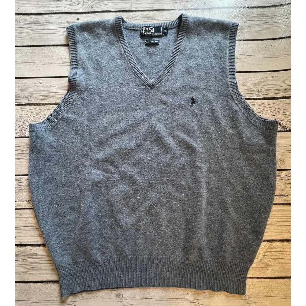 Polo Ralph Lauren Sweater Vest Pullover 100% Lambs Wool Mens Extra Large XL Blue